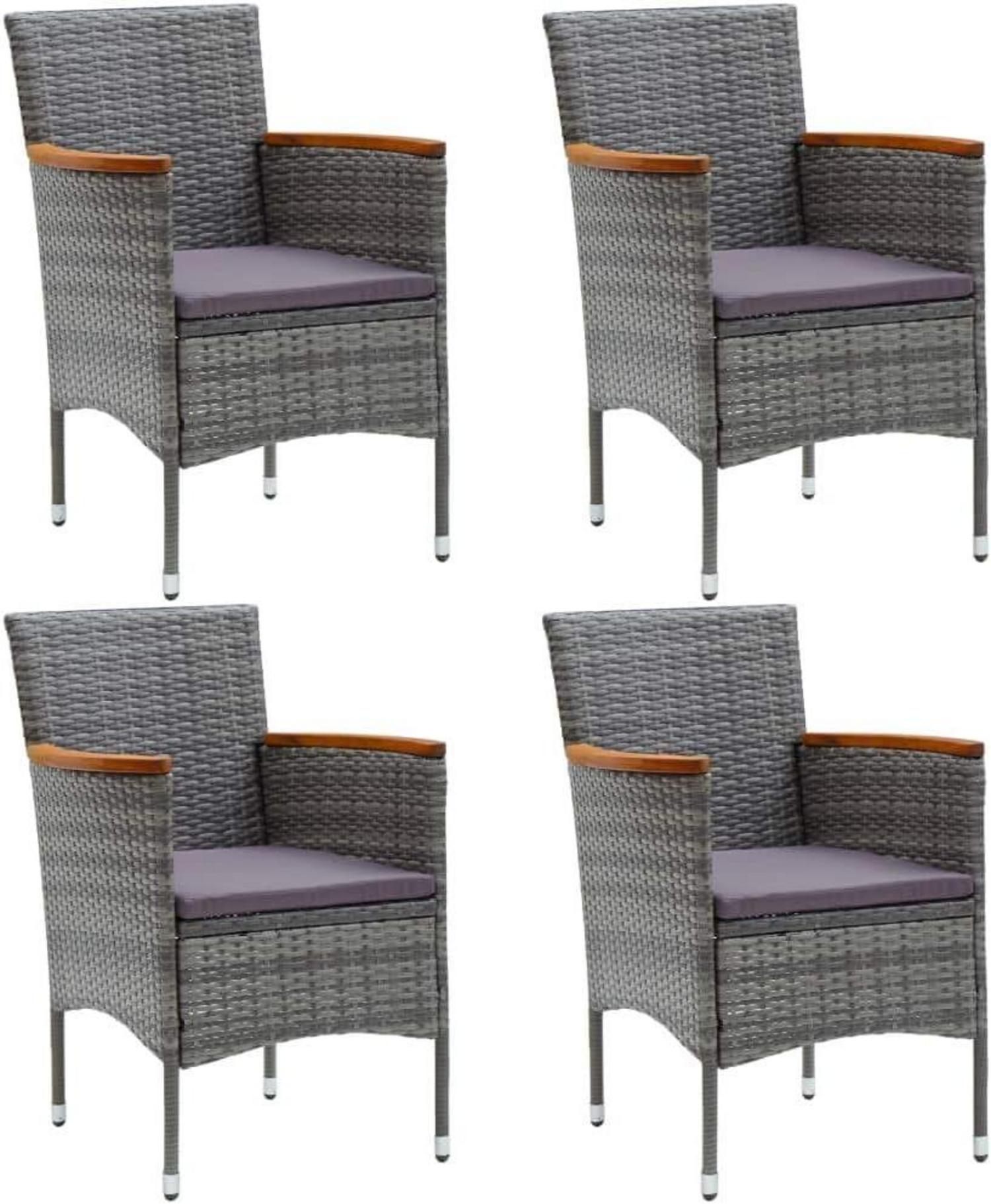 Garten Essstuhl 4er-Set Poly Rattan Grau
