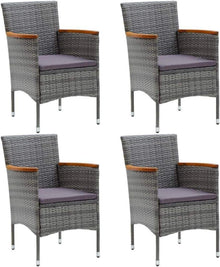 Garten Essstuhl 4er-Set Poly Rattan Grau
