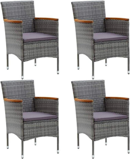 Garten Essstuhl 4er-Set Poly Rattan Grau