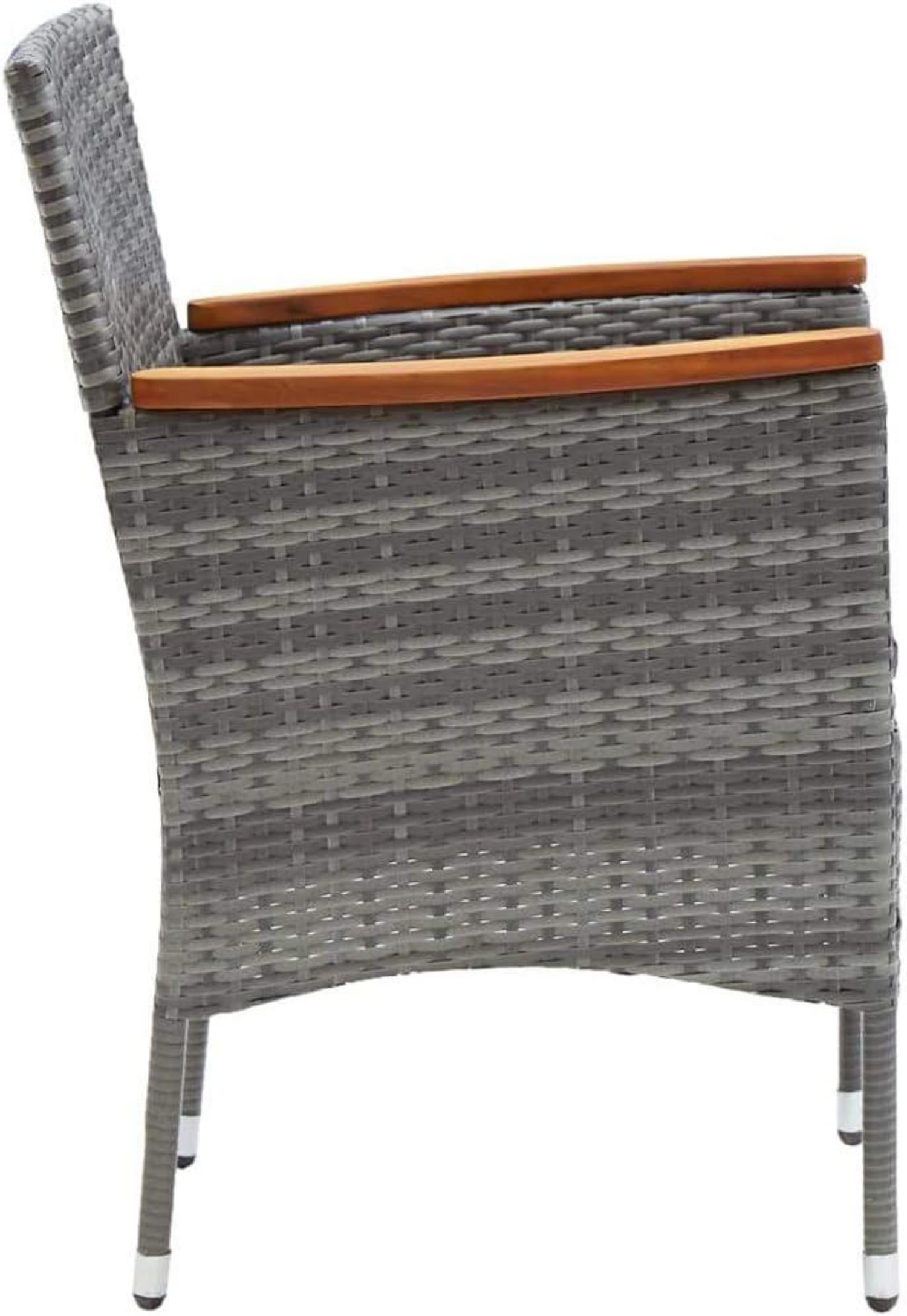 4x Gartenstuhl Set Rattan Grau Akazienholz Armlehnen rustikaler Charme