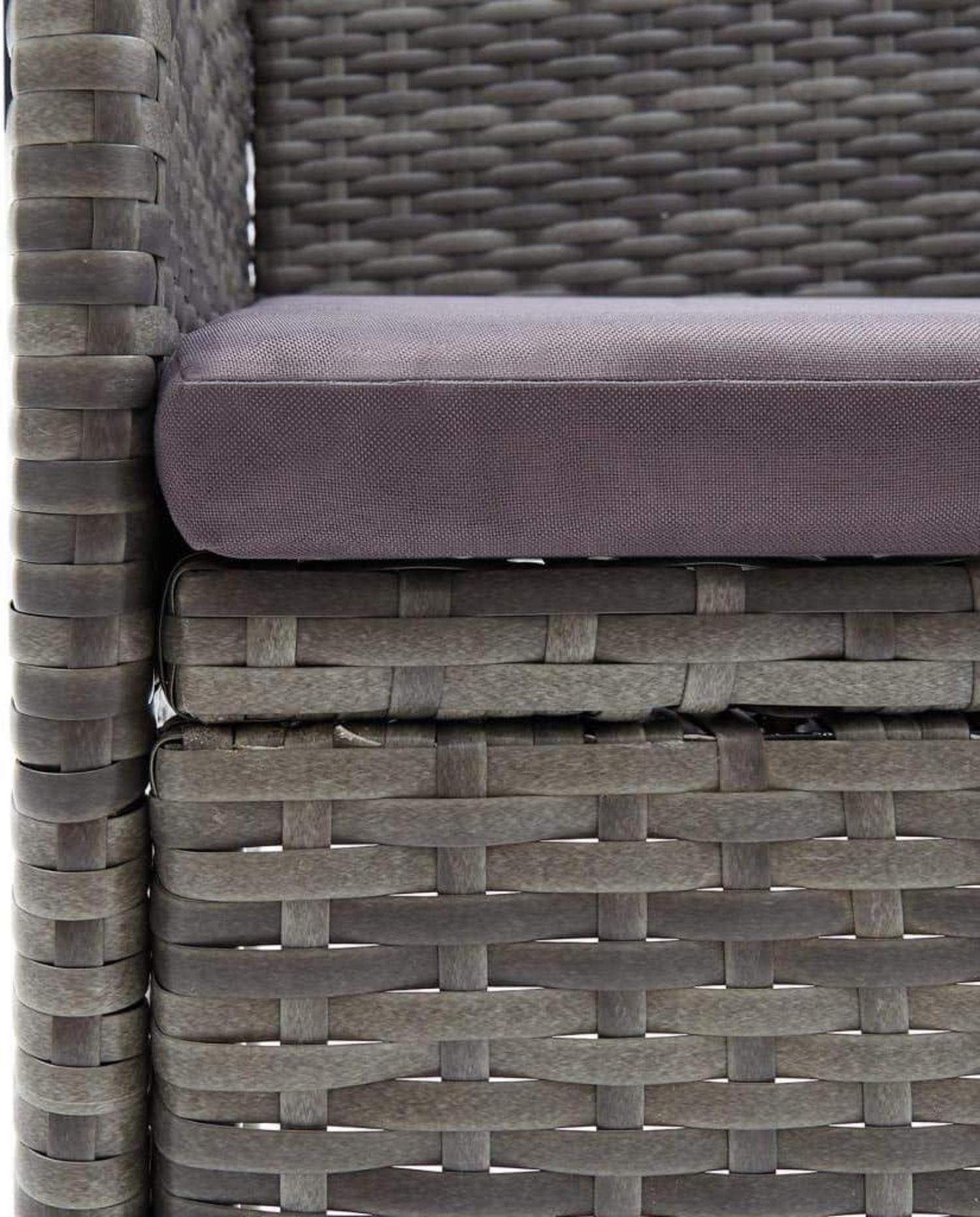 4x Gartenstuhl Set Rattan Grau Akazienholz Armlehnen rustikaler Charme