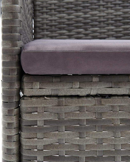 4x Gartenstuhl Set Rattan Grau Akazienholz Armlehnen rustikaler Charme