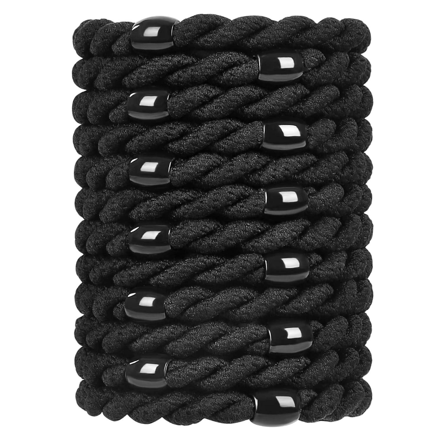 12 Stück Schwarze Geflochtene Elastische Haargummis