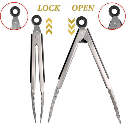 Edelstahl Grillzange 31cm mit Sicherungsclip Grillzubehör