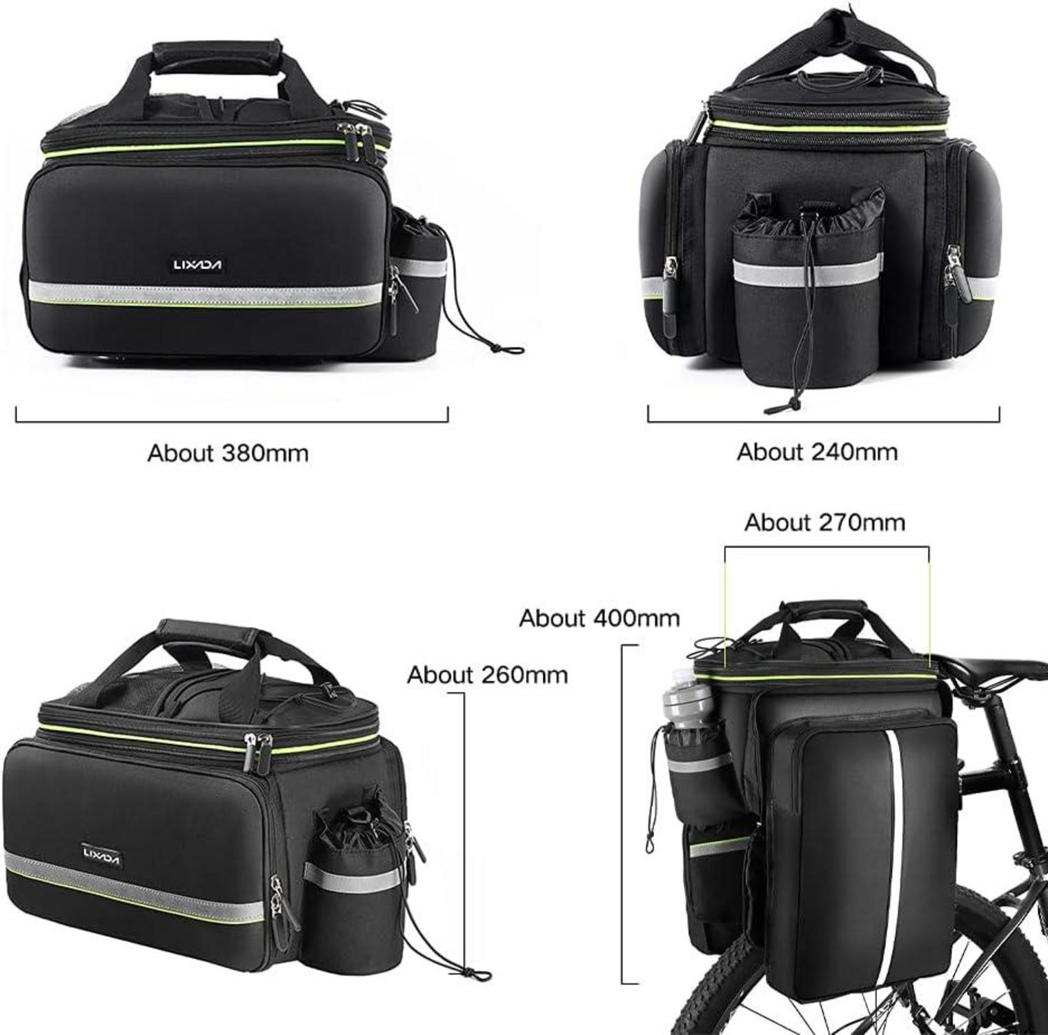 Fahrradtasche für Gepäckträger Wasserdicht Schwarz 20-35L 38x26x24cm