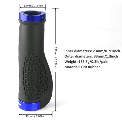 Ergonomische Fahrradgriffe mit Aluminiumkappen – Blau