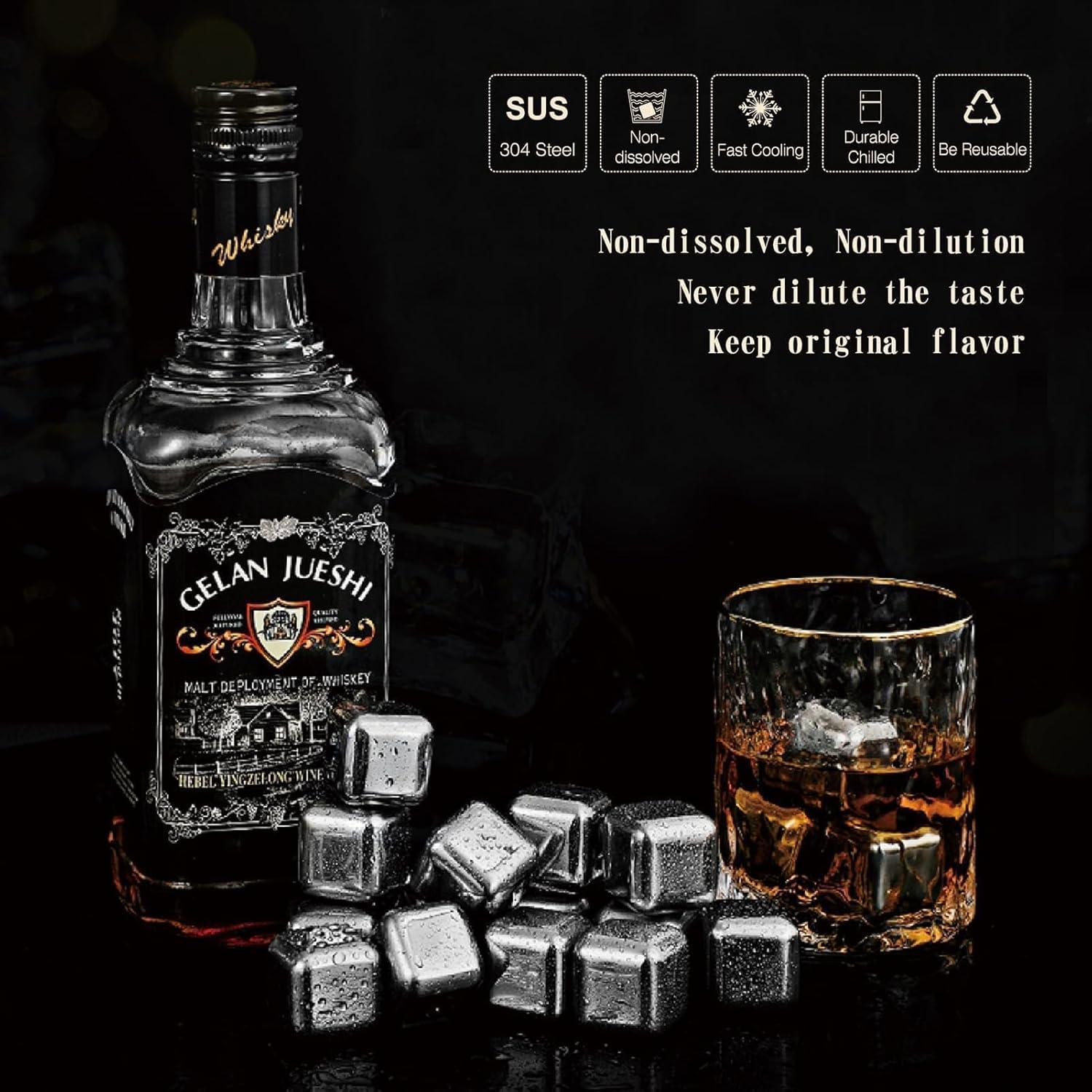 Wiederverwendbare Whisky-Steine Edelstahl Set 8 Stück Ice