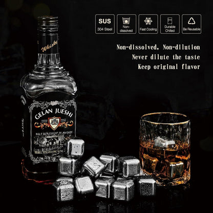 Wiederverwendbare Whisky-Steine Edelstahl Set 8 Stück Ice