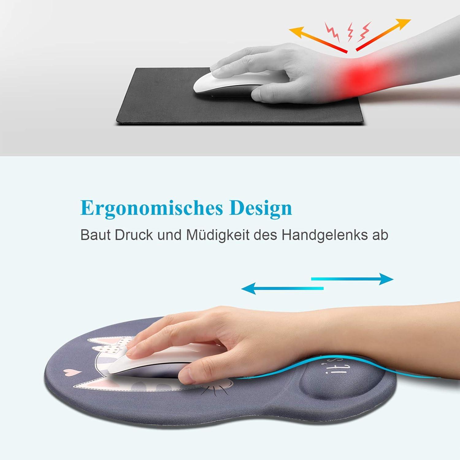 Ergonomisches Mousepad mit Gelkissen Handauflage Schwarz