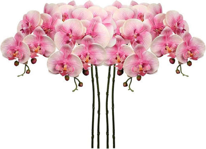 Kunstblume Orchideenzweig Phalenopsis weiß 9 Blüten 4er Set