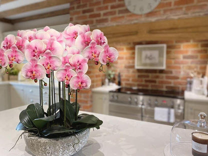 Kunstblume Orchideenzweig Phalenopsis weiß 9 Blüten 4er Set