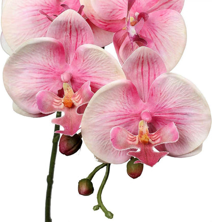 4er Set Weiße Kunstblume Phalaenopsis Orchideenzweig Real-Touch Echt 9