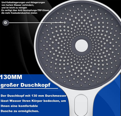 Handbrause Duschkopf Regendusche 130 mm 3 Strahlarten Chrom