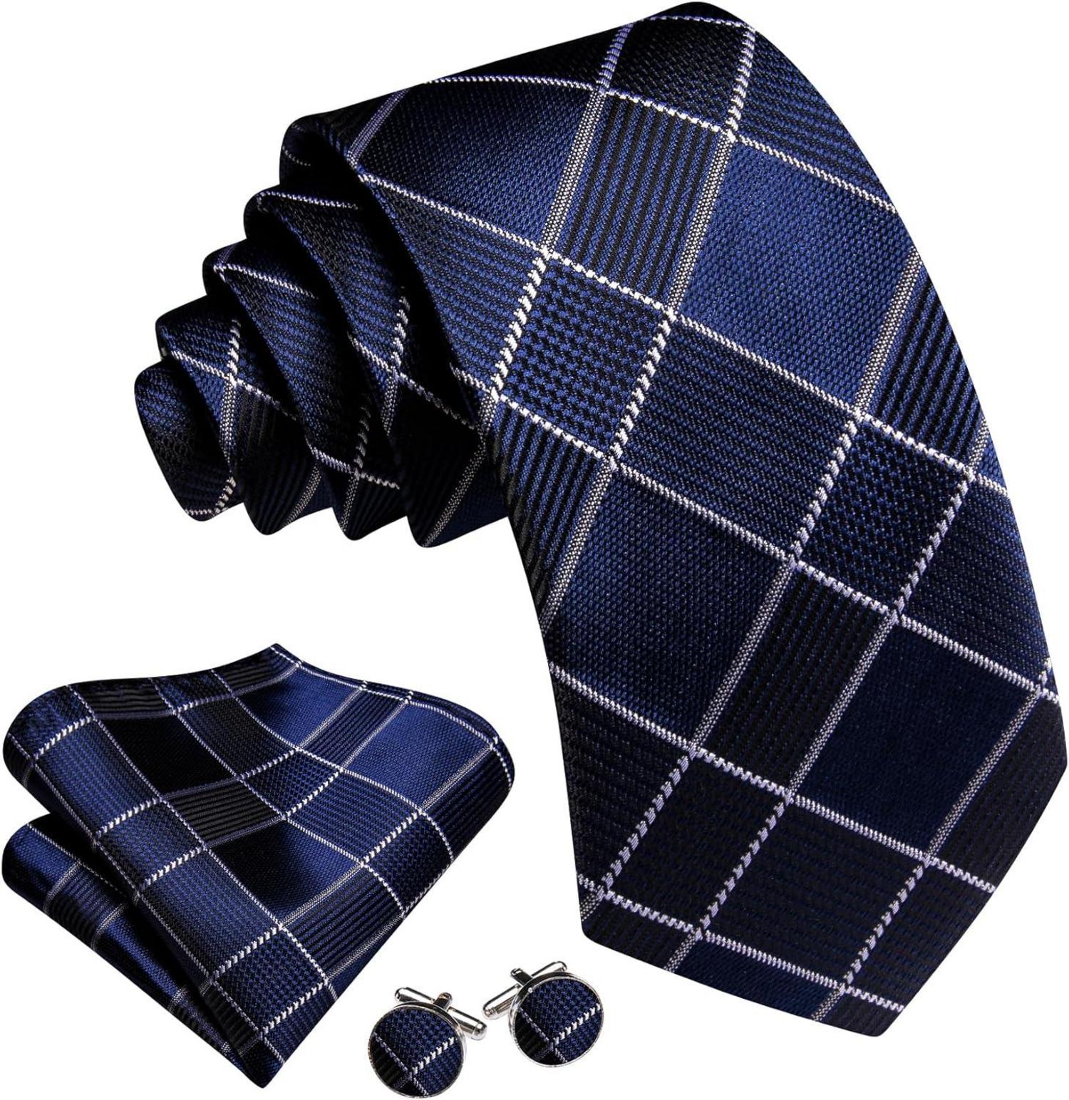 Herren Seiden Streifen Krawatten Set Blau