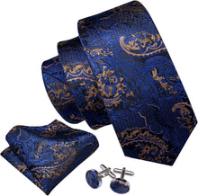 Herren Seiden-Paisley-Krawatten Hochzeit 3er-Set Blau