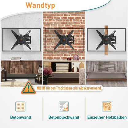 TV Wandhalterung Schwenkbar Neigbar für 26-60 Zoll Flach