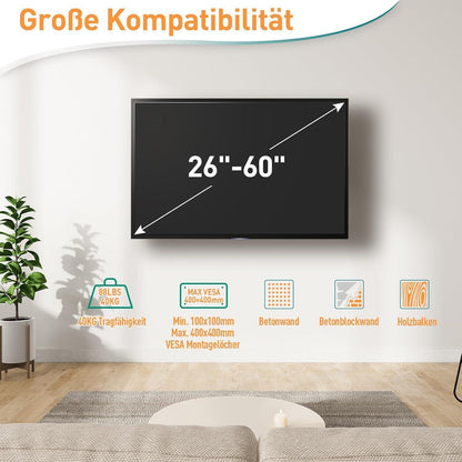 TV Wandhalterung Schwenkbar Neigbar für 26-60 Zoll Flach