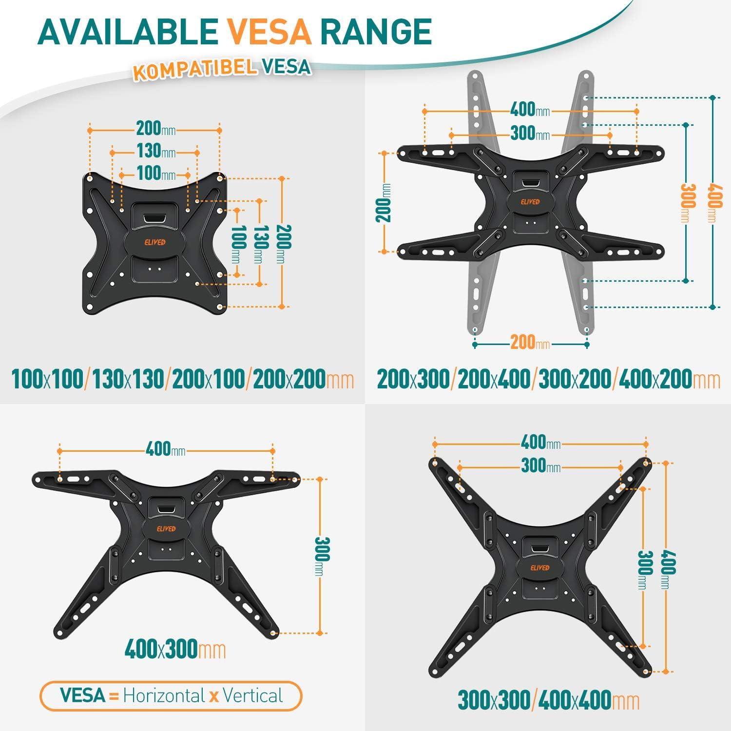 Schwenkbare TV Wandhalterung für 26-60 Zoll Fernseher bis 40kg VESA 400x400mm