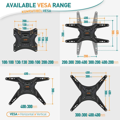 Schwenkbare TV Wandhalterung für 26-60 Zoll Fernseher bis 40kg VESA 400x400mm