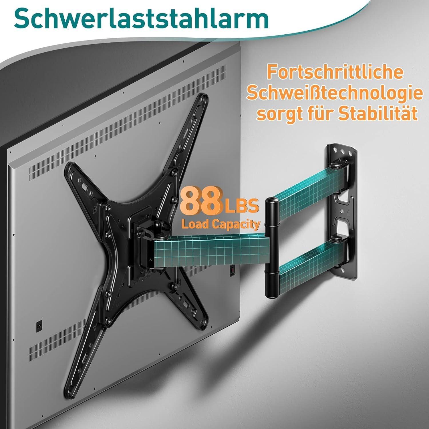 TV Wandhalterung Schwenkbar Neigbar für 26-60 Zoll Fernseher bis 40kg