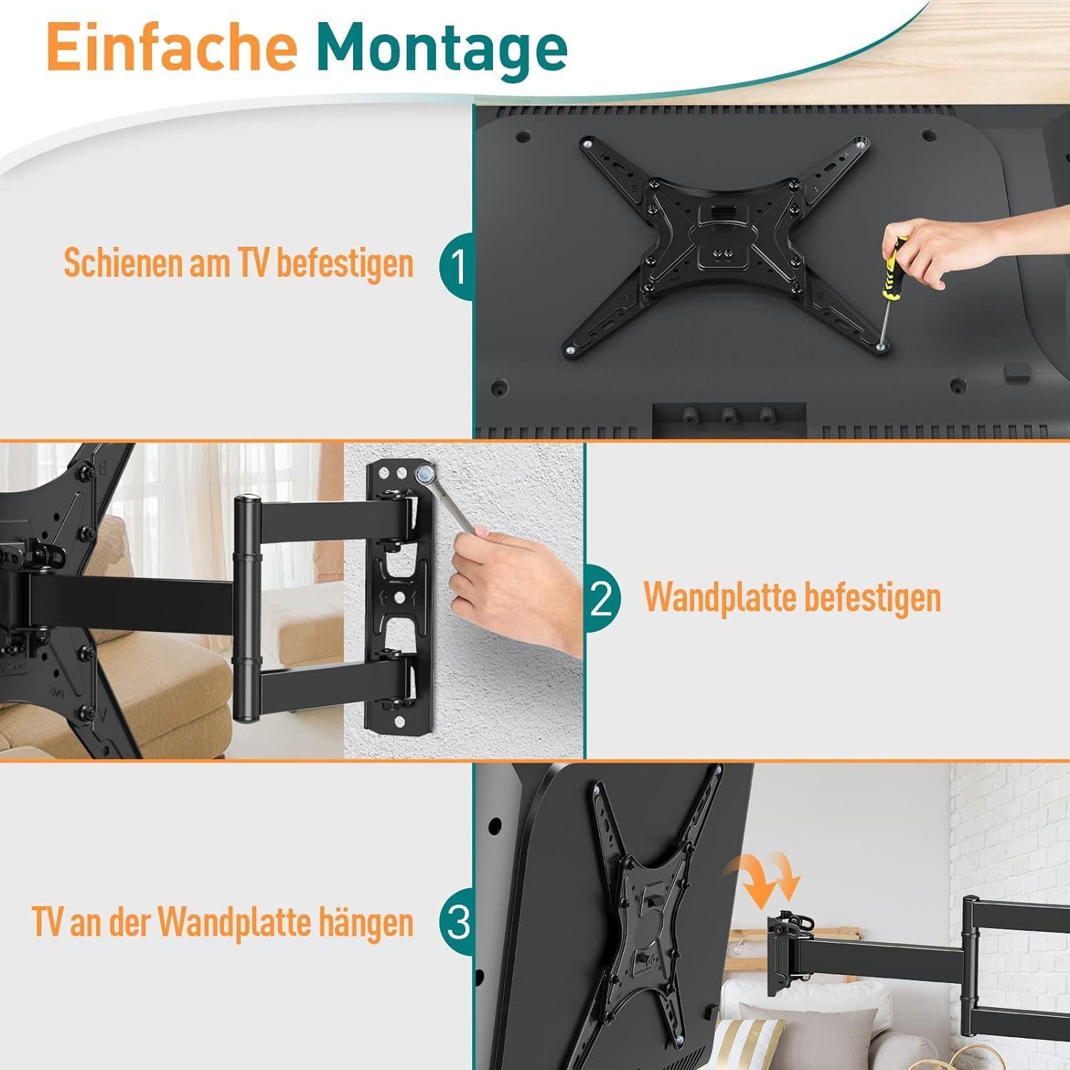 ELIVED TV Wandhalterung Schwenkbar Neigbar 26-60 Zoll bis 40kg VESA 400x400mm