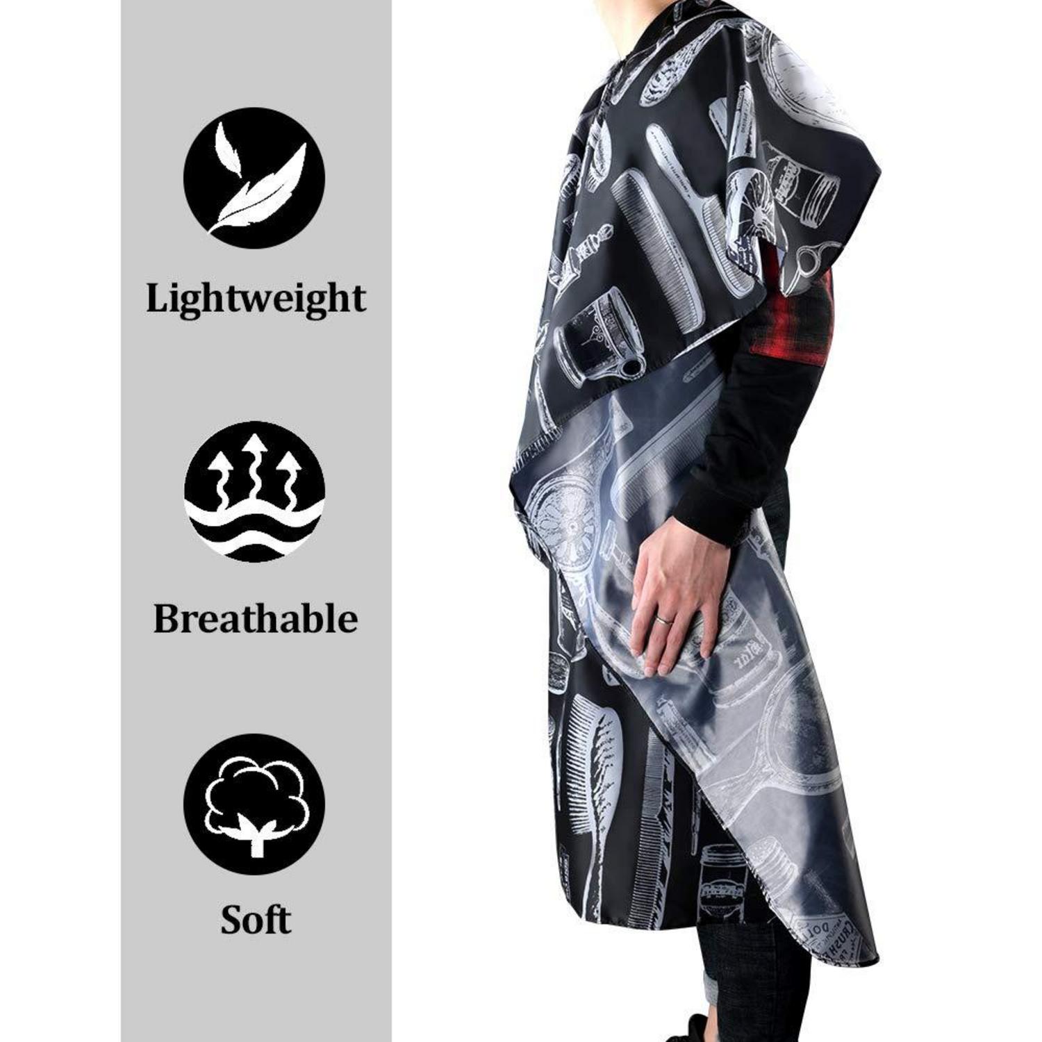 URAQT Friseurumhang Haarschnitt Cape Klettverschluss 120x140cm Schwarz