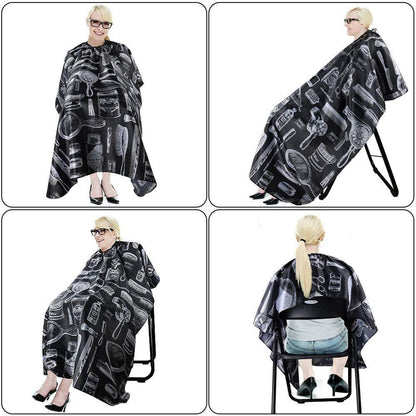Haarschneideumhang Friseurumhang Cape Klettverschluss Schwarz 120x140cm