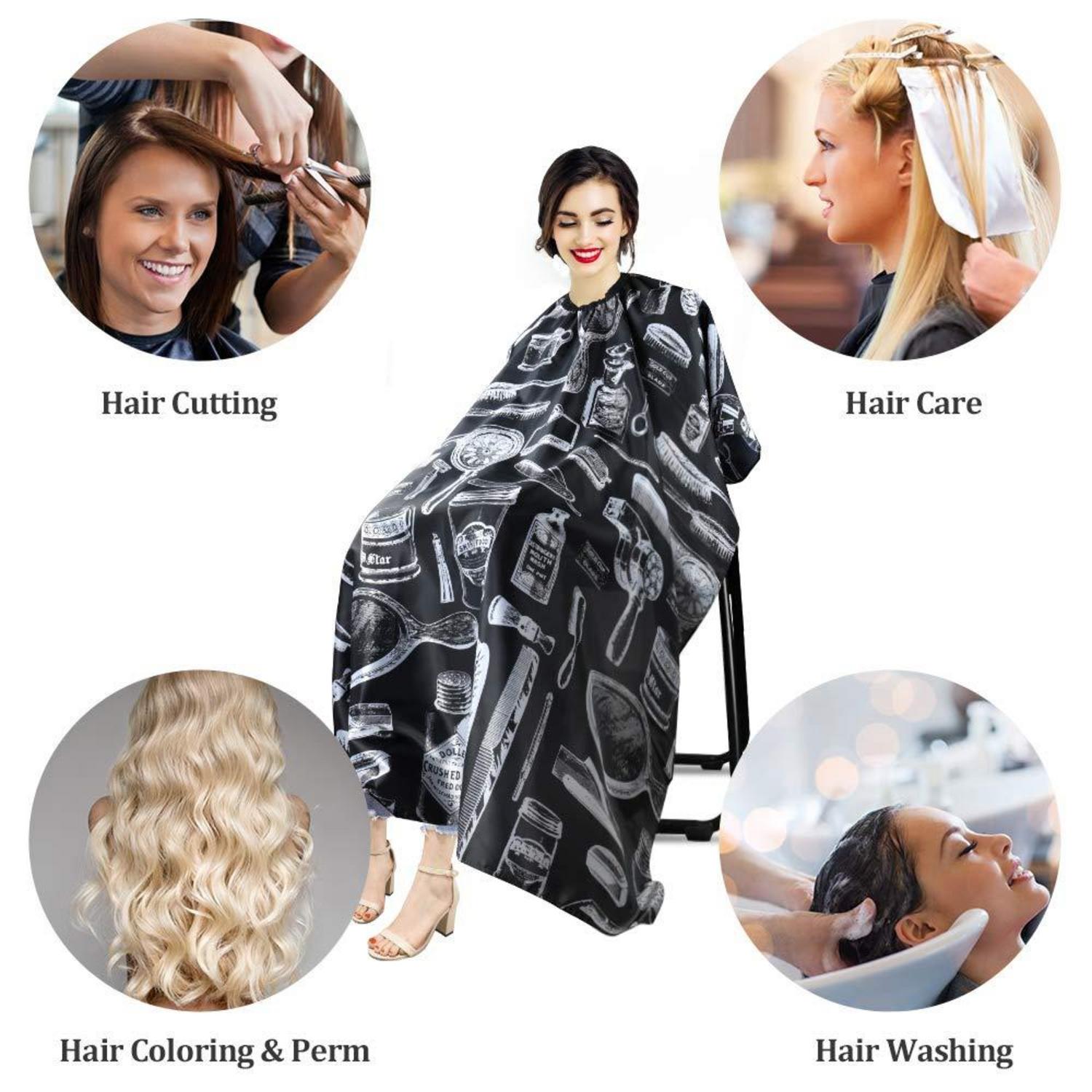 Haarschnitt Friseurumhänge Barber Cape mit Klettverschluss Schwarz
