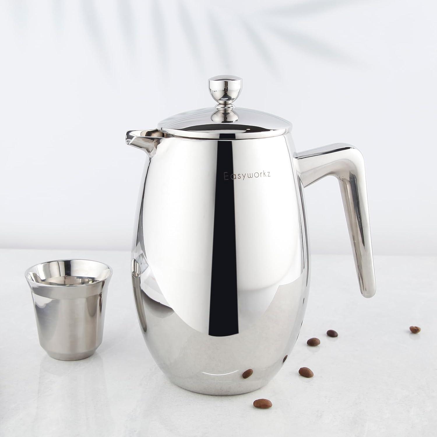 Nando French Press 1000ml Edelstahl Kaffeemaschine isoliert