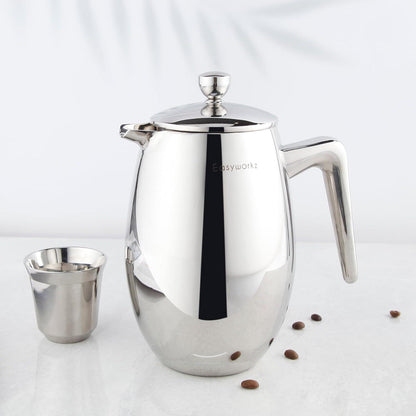 Nando French Press 1000ml Edelstahl Kaffeemaschine isoliert