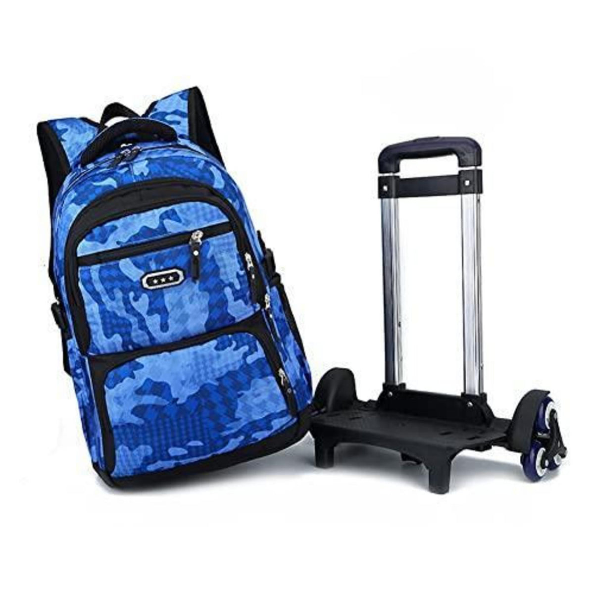 Trolley Rucksack Schultrolley 6 Räder Armeegrün für Jungen & Teenager