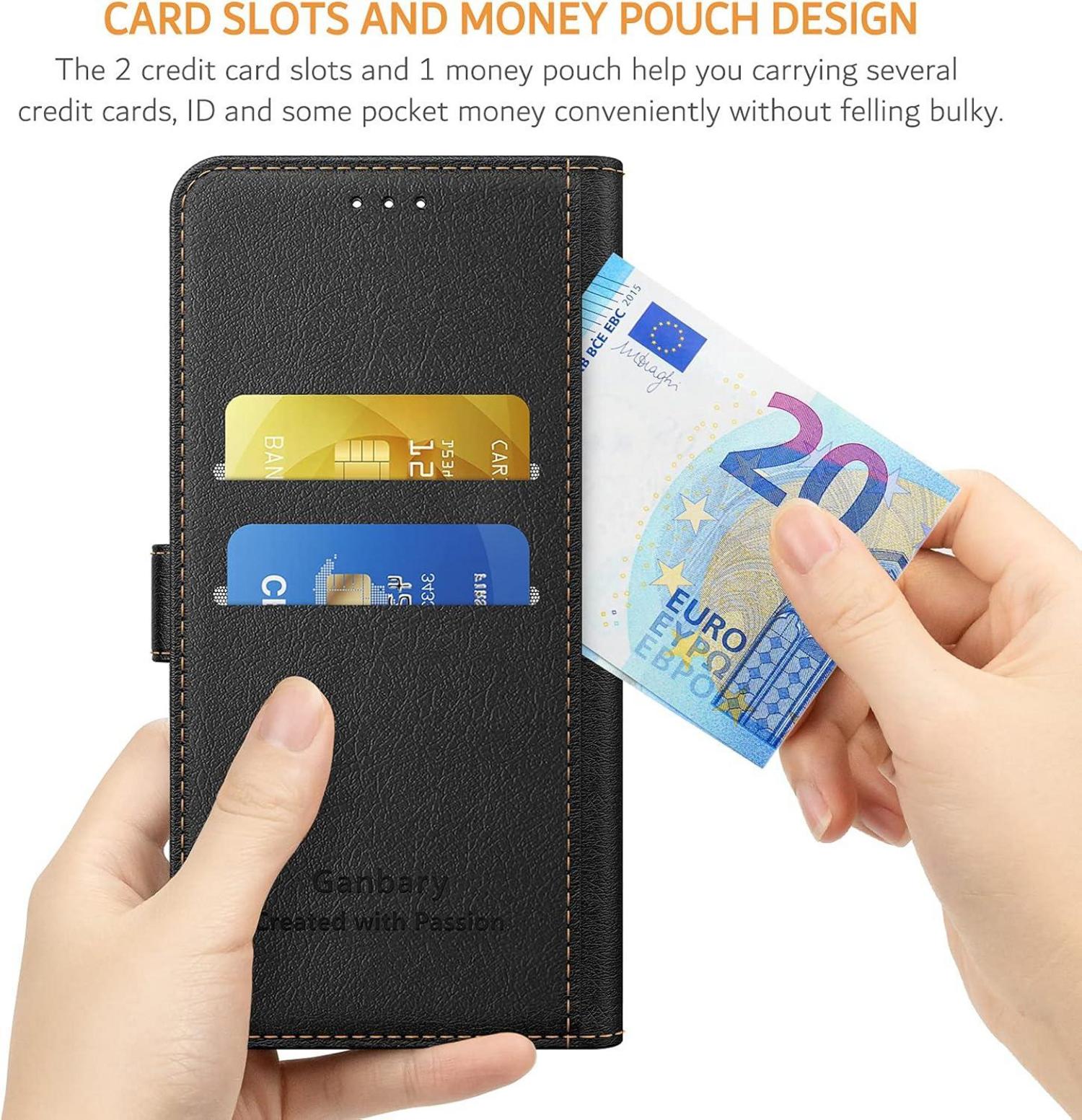 Samsung Galaxy A32 5G Handyhülle: Premium Leder Tasche Schwarz