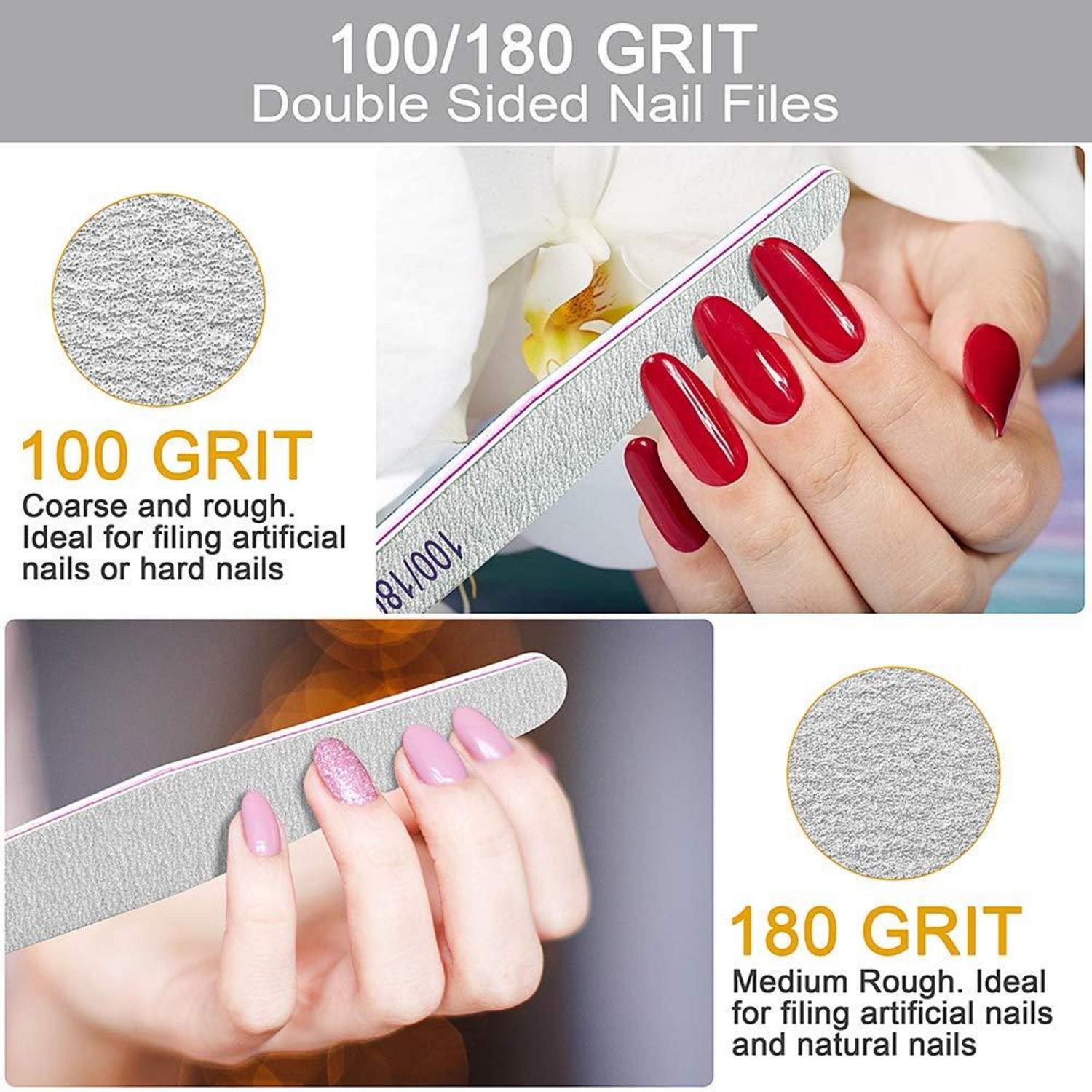 12 Stück Nagelfeilen 100/180 für Gelnägel Acryl Nägel Waschbar
