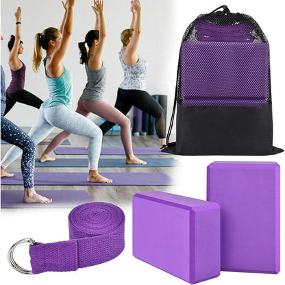 Yoga Klotz Klötze Blöcke 2er Set mit Gurt und