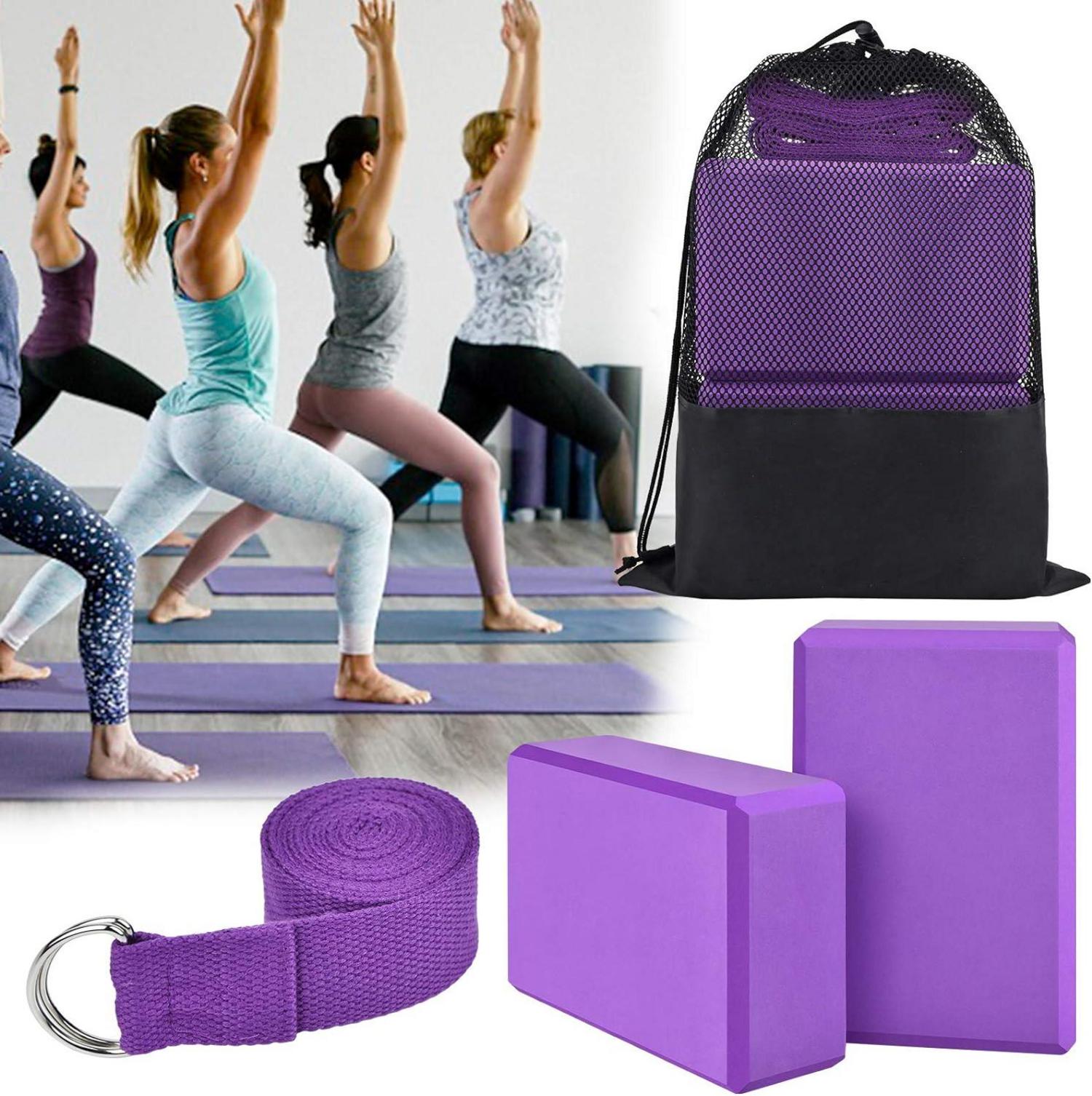 Yoga Klotz Klötze Blöcke Set Foam Würfel Gurt Aufbewahrungstasche【4
