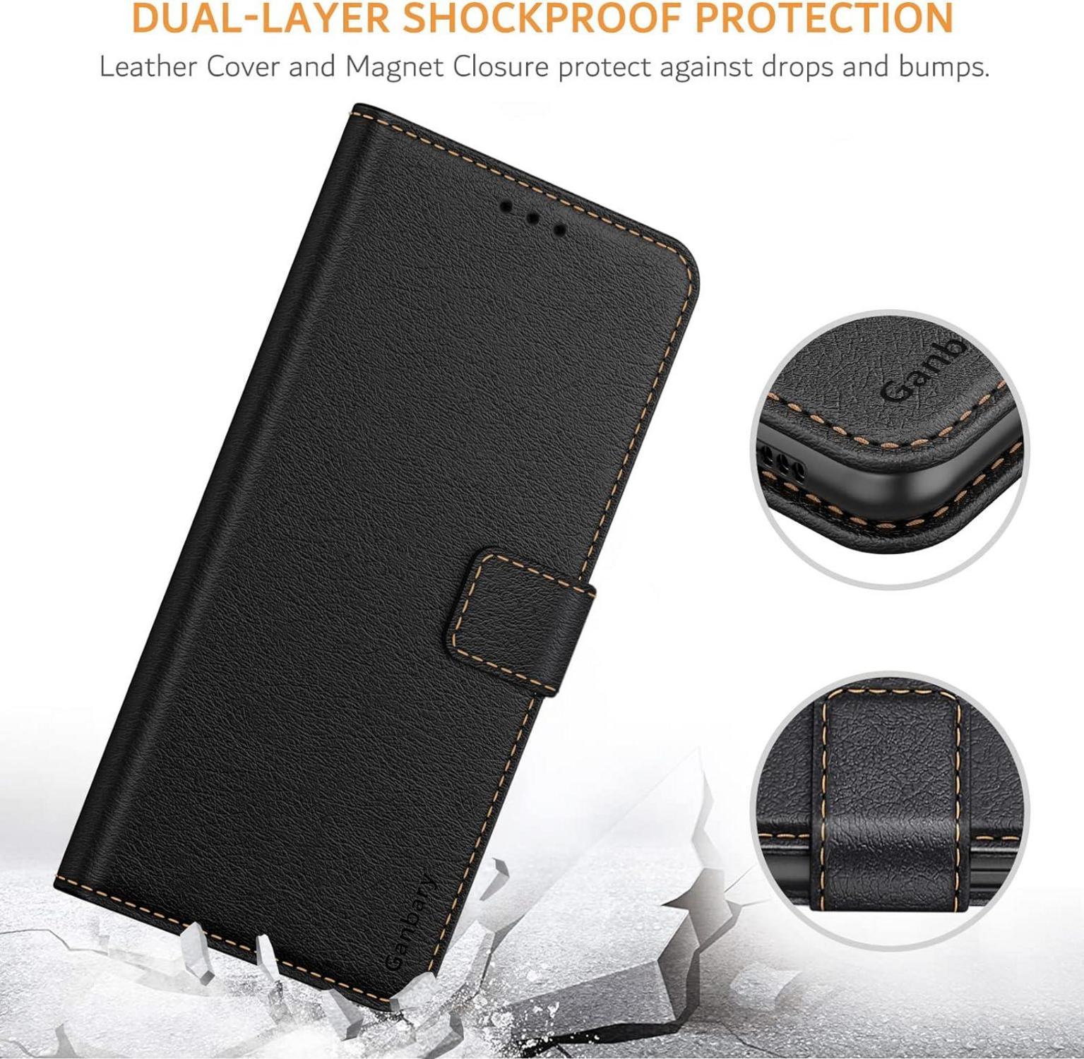 Handyhülle Samsung Galaxy A52 A52s 5G Leder Tasche Schwarz