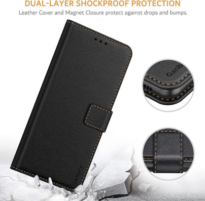 Handyhülle Samsung Galaxy A52 A52s 5G Leder Tasche Schwarz