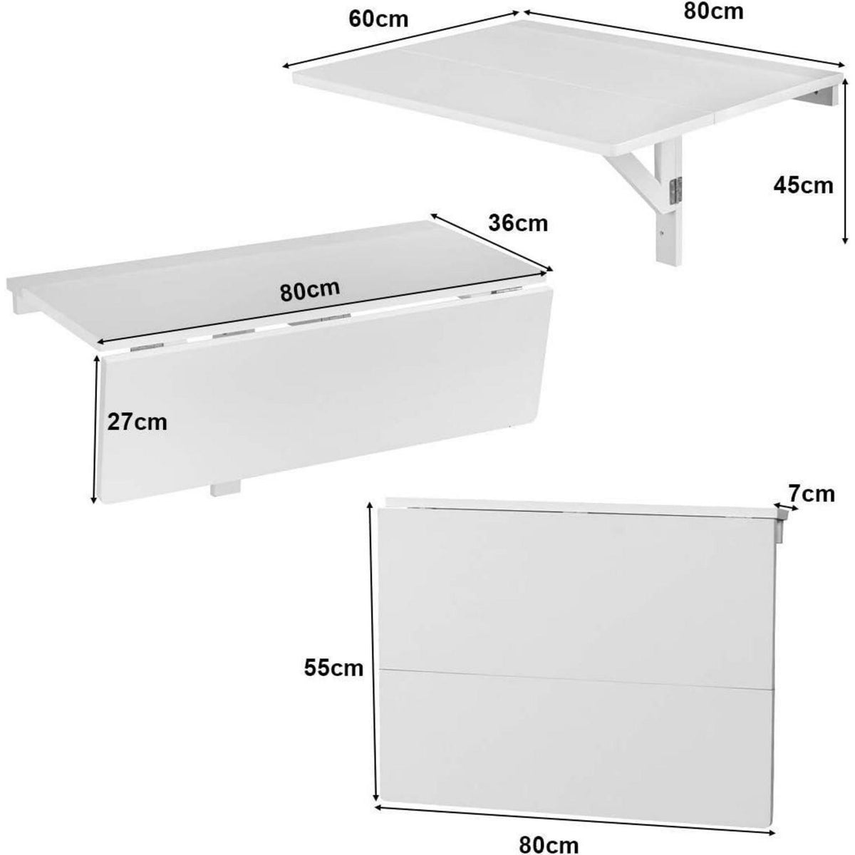 Klappbarer Wandtisch – Platzsparender Esstisch & Schreibtisch Weiß