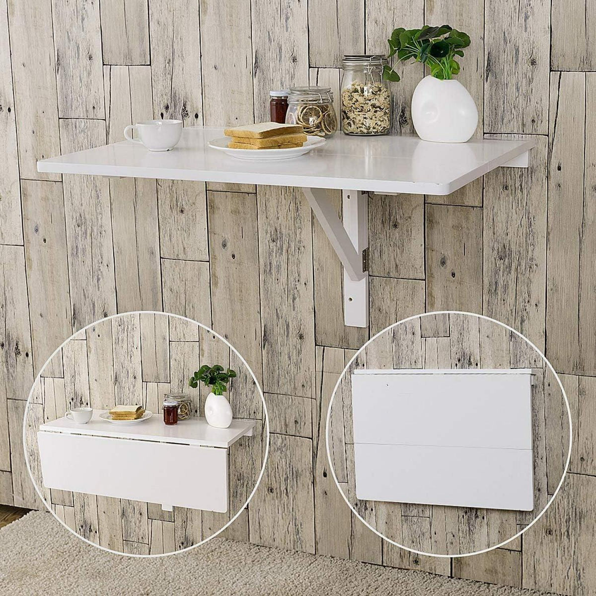 Klappbarer Wandtisch – Platzsparender Esstisch & Schreibtisch Weiß