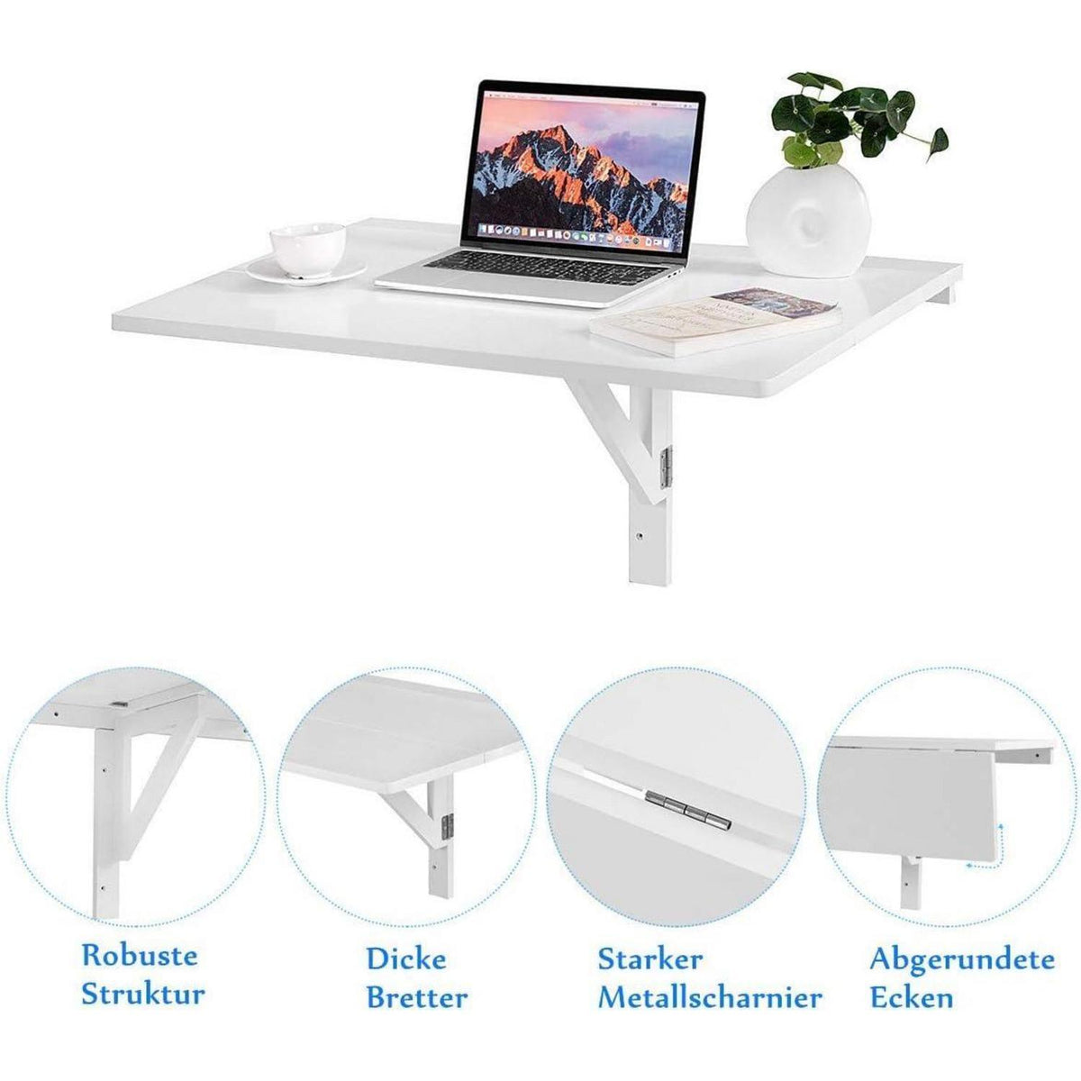 Klappbarer Wandtisch – Platzsparender Esstisch & Schreibtisch Weiß