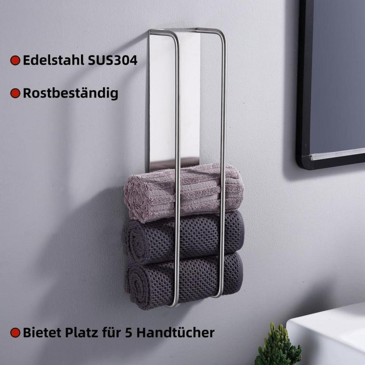 Gästehandtuchhalter gebürstetes Nickel 40cm, selbstklebend