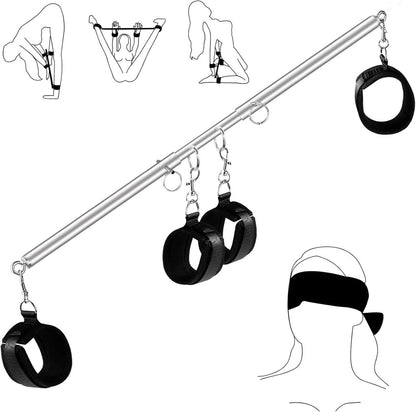 BDSM Metall Spreizstange mit Handschellen und Fußfesseln