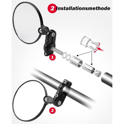 KEMIMOTO CNC Motorradspiegel E24 Geprüft 360 Grad Drehbar