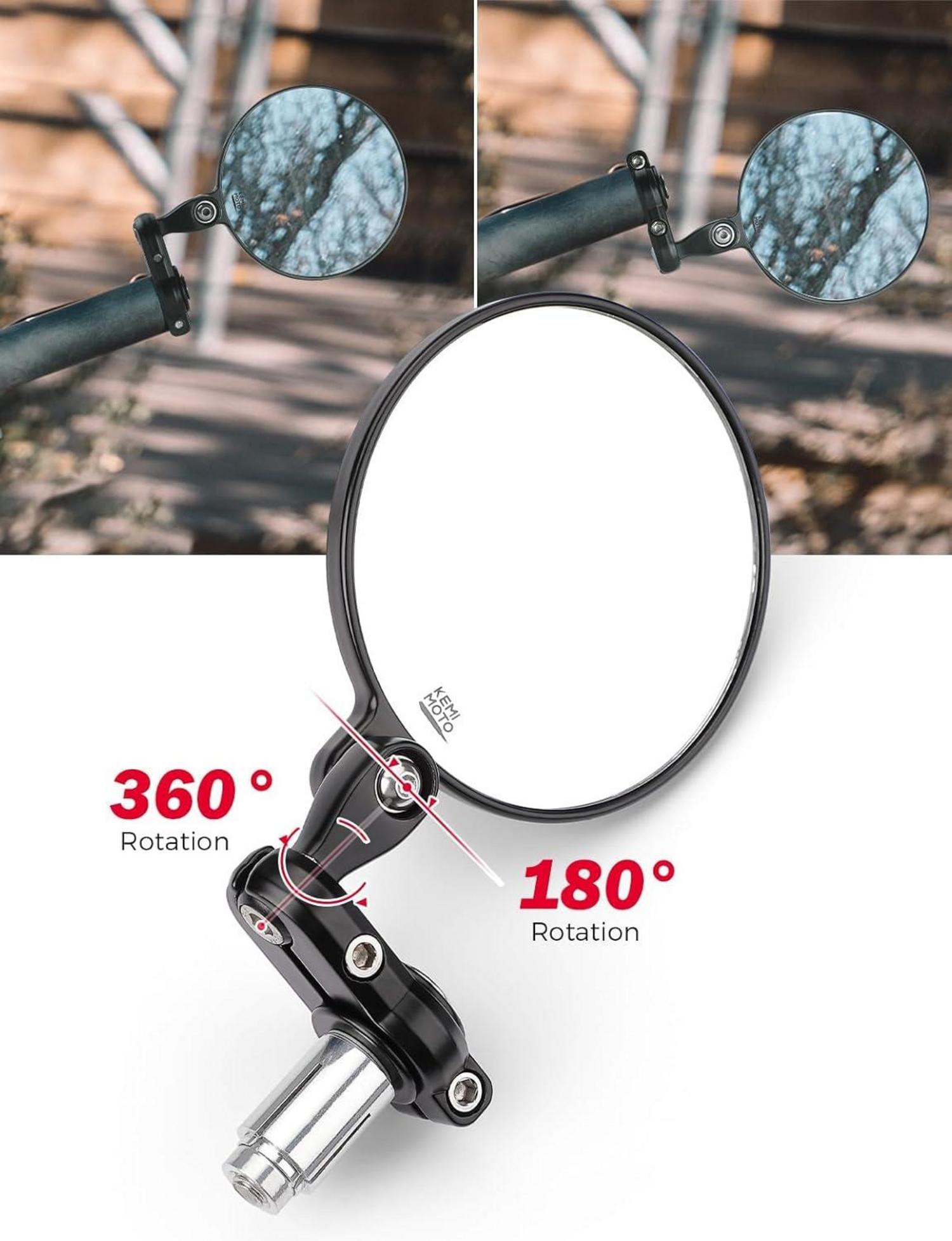 KEMIMOTO CNC Motorradspiegel E24 Geprüft 360 Grad Drehbar