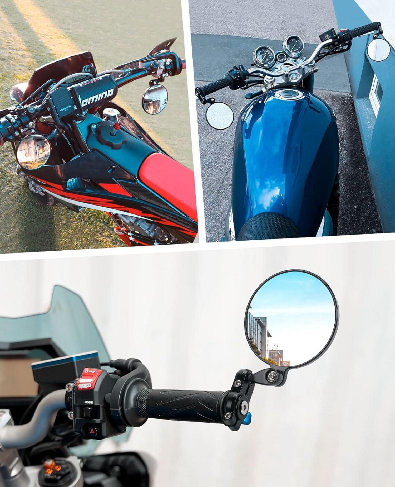 Motorradspiegel CNC E24 Geprüft 360° Drehbar Lenkerendenspiegel ATV Roller