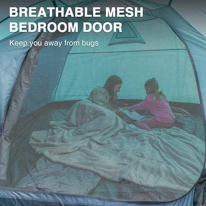 PORTAL Zelt 4 Personen wasserdicht 4000mm mit Vorzelt Blau