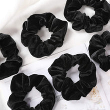 Samt Haargummis Scrunchies Damen Schwarz 12 Stück