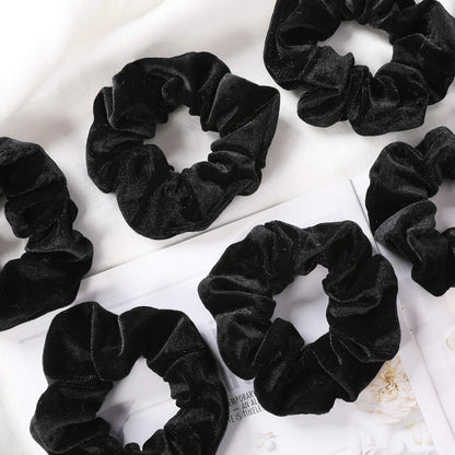 Samt Haargummis Scrunchies Damen Schwarz 12 Stück