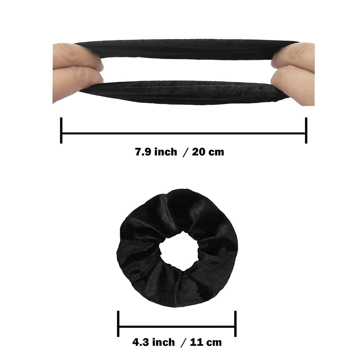 VENUSTE Samt Haargummis Scrunchies Damen Haarbänder Schwarz 12 Stk