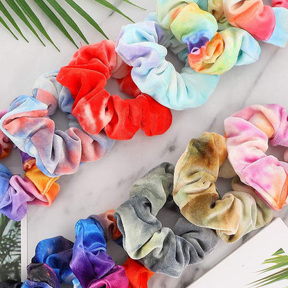 Batik Haargummis Scrunchies Samt Pastellfarben 12er Set